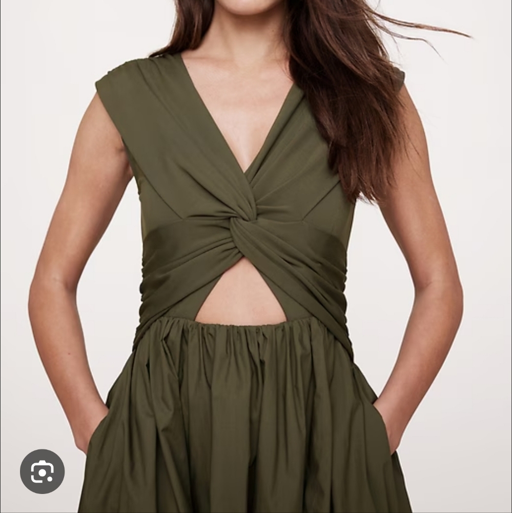 NWOT Banana Republic Cream Cut-Out Midi Dress Size S White - Picture 7 of 8